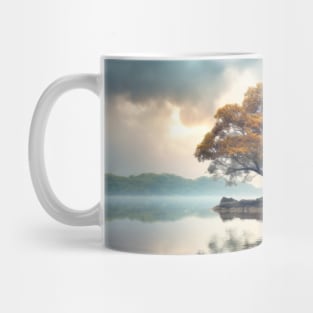 Tree In Calm Lake Serene Landscape Mug